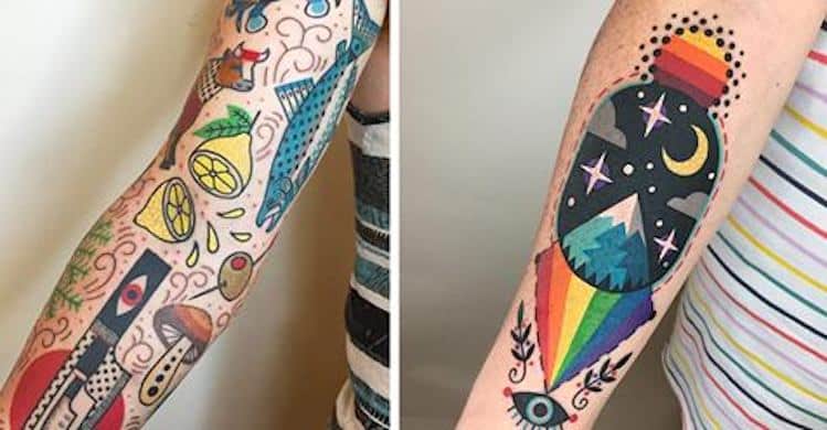 tatouages ​​Technicolor