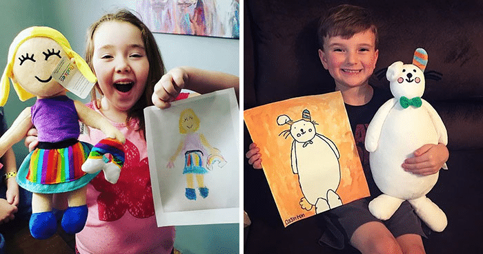 dessins d'enfants en peluches