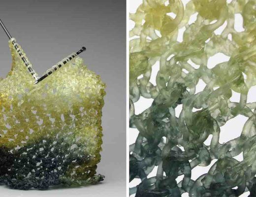 sculptures en verre tricotées