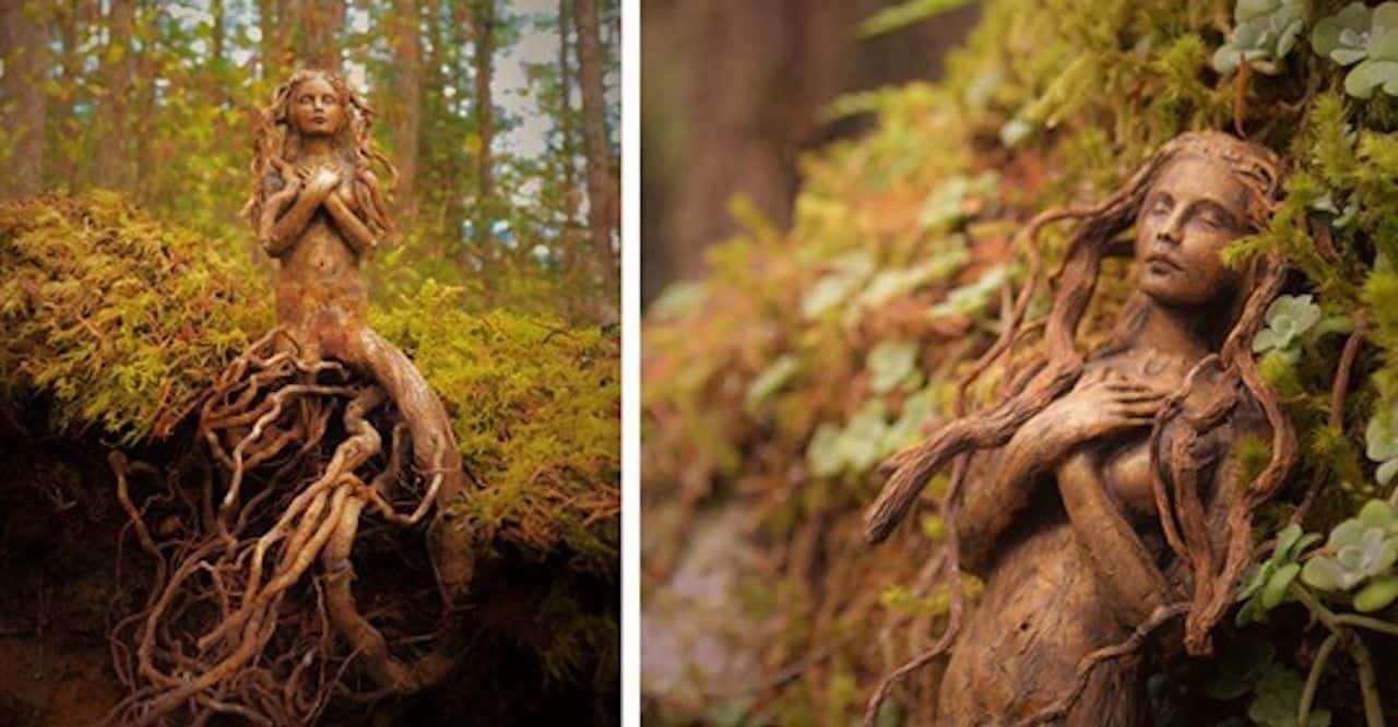 bois flotté en sculptures fantastiques