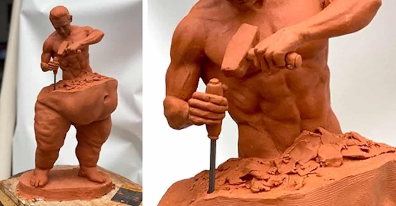 gens sculptant leurs personnages